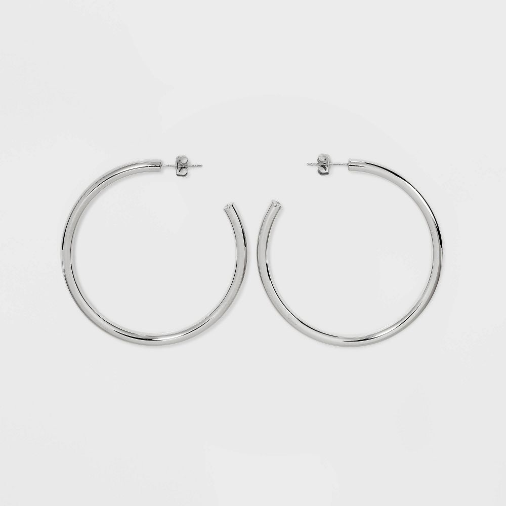 Большие серьги-кольца из латуни с серебряным покрытием - Новинка из серебра 2490₽