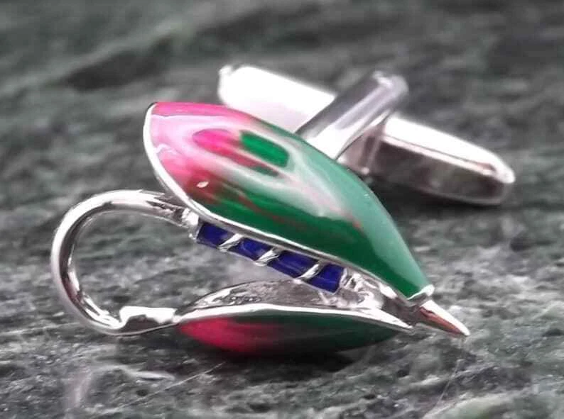 Abotoaduras de gancho de pesca com mosca, presente de pesca, pesca, pesca - opção personalizada - Imagem 4 de 4