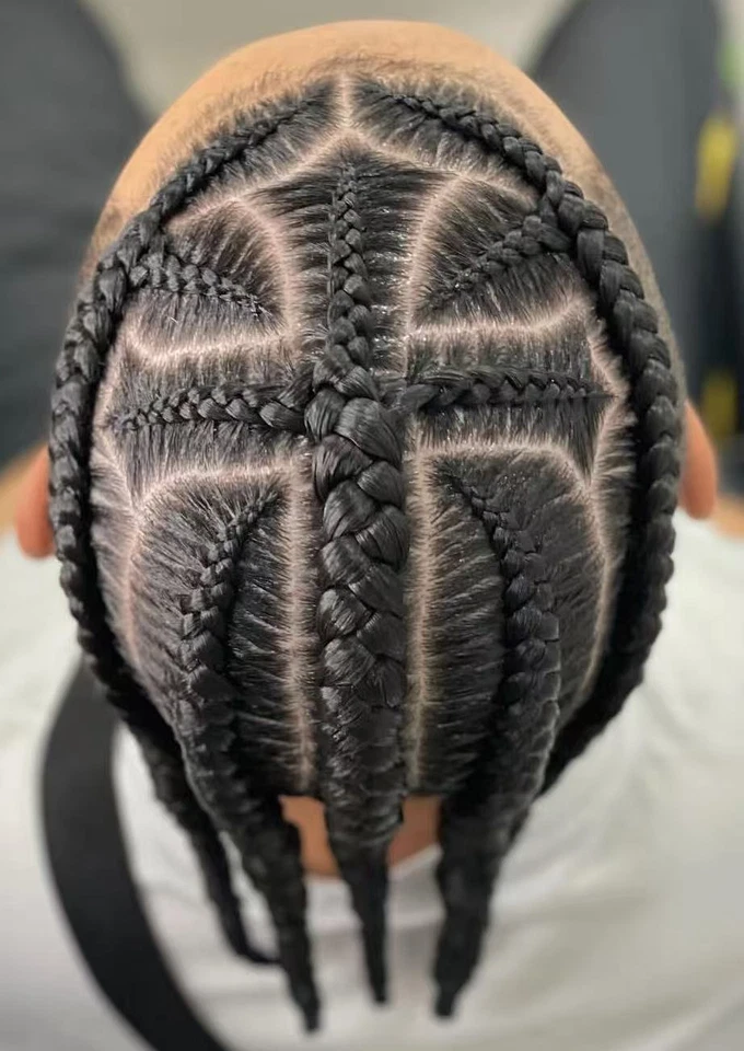 Cruz de Dios Cabello Humano Afro Peluquería Cornrow Trenzas Toupee con Encaje Frontal   Foto 4 de 4