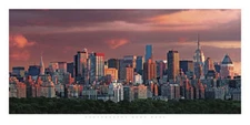 Sunset Over New York Skyline Hank Gans Cityscape Art Print Poster 19.75x9