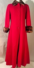 Dramatic Vintage Red Wool Womens Maxi Coat Christmas Cosplay Victorian 8 Sm Med
