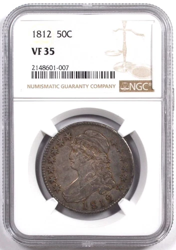 1812 CAPPED BUST HALF DOLLAR 50C NGC VF 35