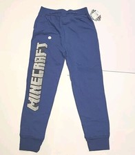 Minecraft Joggers Blue Gammer Sweatpants Logo Elastic Waist Boys Large