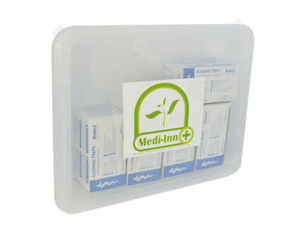 Romed Alkoholtupfer 65 x 30 mm 2-lagig 500 Stück + Medi-Inn Aufbewahrungsbox