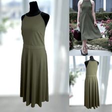 ANN TAYLOR Shaded Green Halter Flared Skirt MIDI Dress Size 14