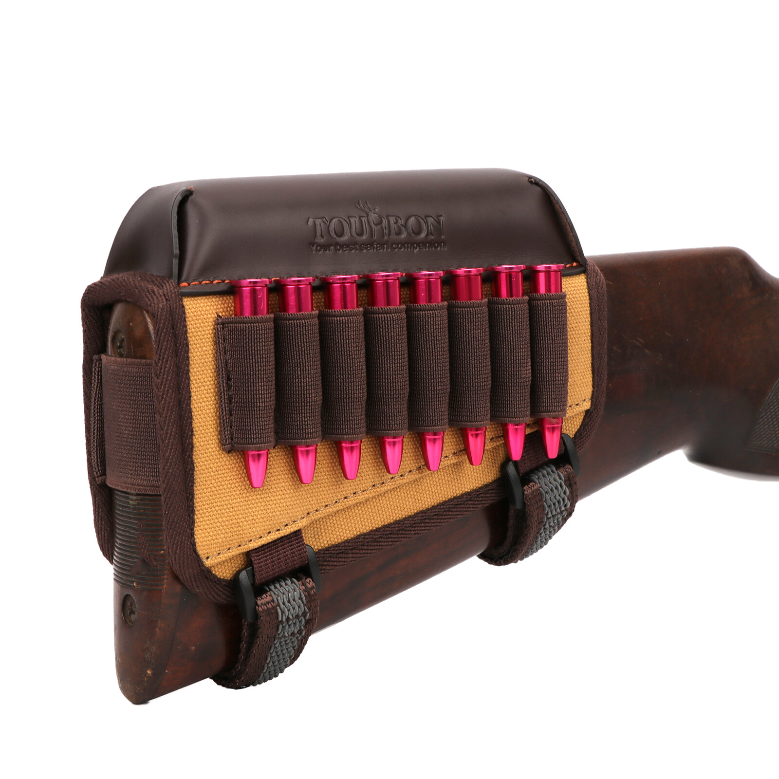 TOURBON Canvas&Leather Cheek Rest Rifle Ammo Holder for Savage, Mosin