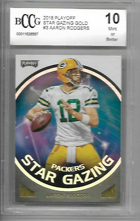 Aaron Rodgers Beckett BCCG 10 Mint PLAYOFF Gold STAR GAZING #3 PACKERS
