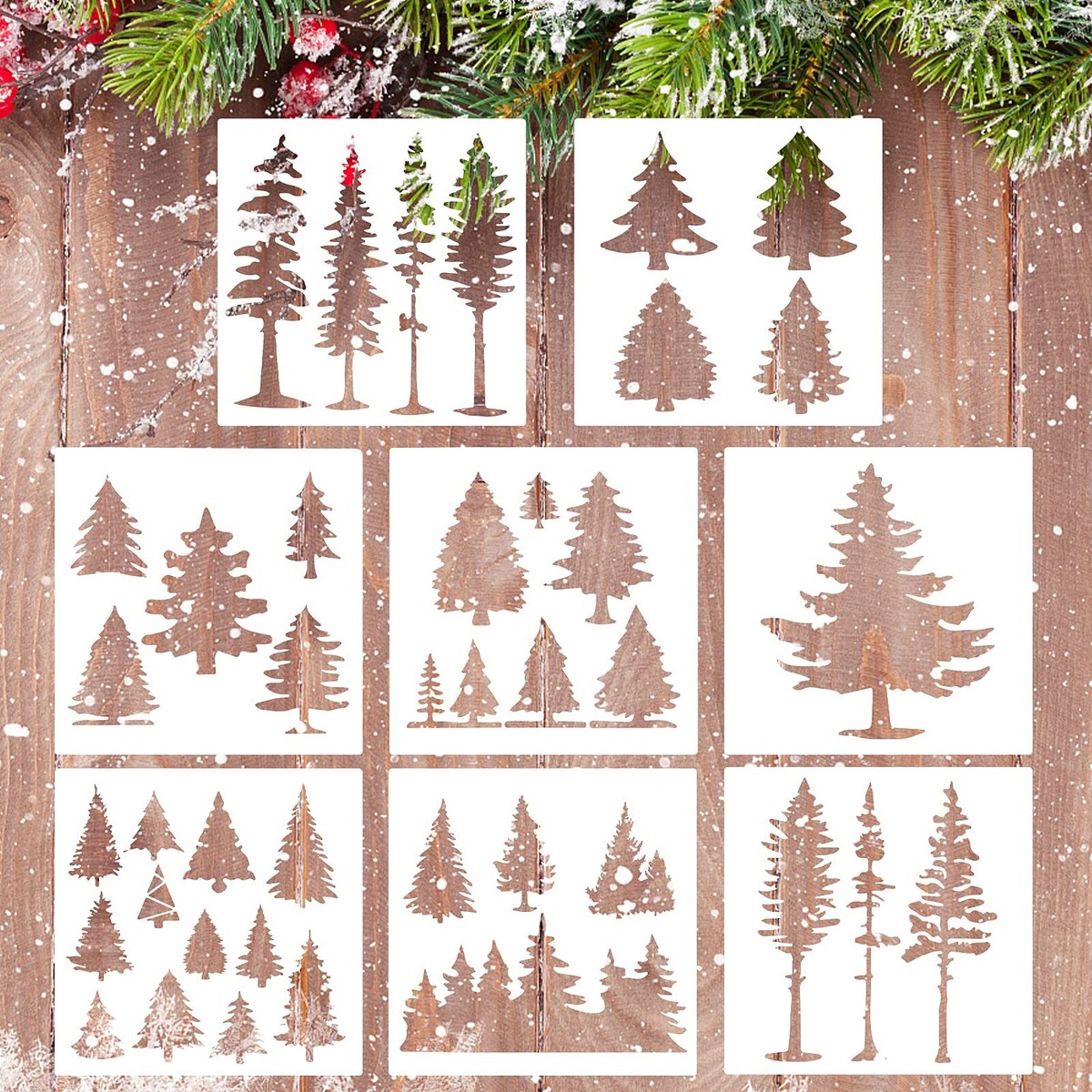 8 Pieces Pine Trees Stencils Christmas Tree Small Stencils Reusable Painting ... | eBay 8-pieces-pine-trees-stencils-christmas-tree-small-stencils-reusable-painting-ebay