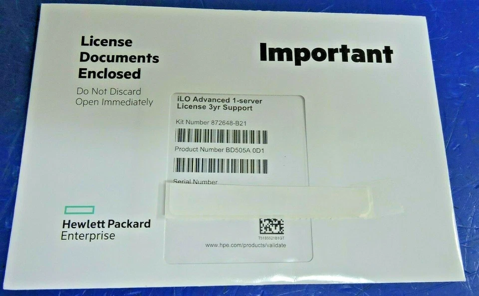 NEW HPE BD505A 0D1 HP iLO Advanced Server License 3Yr Support 872648-B21 SEALED - Image 4 of 4