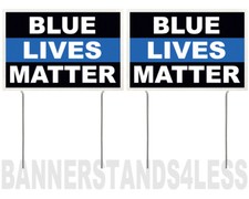8x12 Inch BLUE LIVES MATTER Yard Sign with Stake kb - 2 PACK