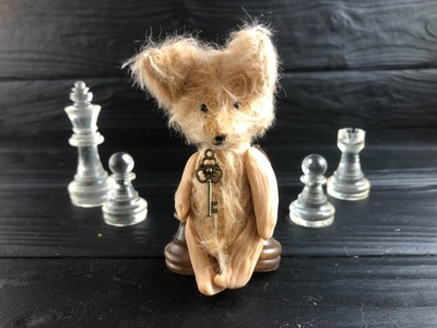 artist Mohair teddy bear beige cat toy plush kitten for Blythe Christmas gift