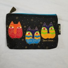 Laurel Birch Makeup Bag Purse Jewlery Tote Cats Black Cosmetic