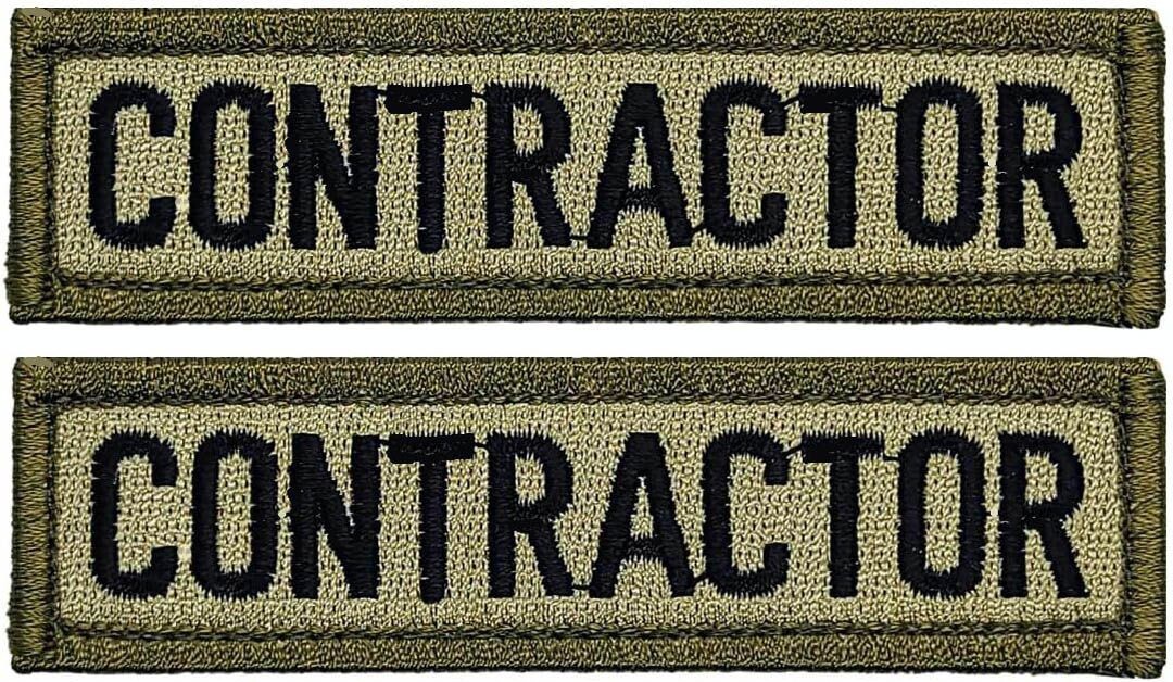 Contractor Embroidered Morale Patch -2PC HOOK BACKING 3.75 X 1.0 Inch (P973)
