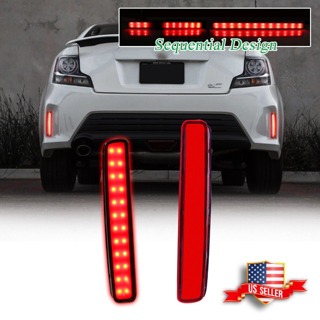 Red Lens Bumper Reflectors LED Strobe Flash Brake Lights For 1416