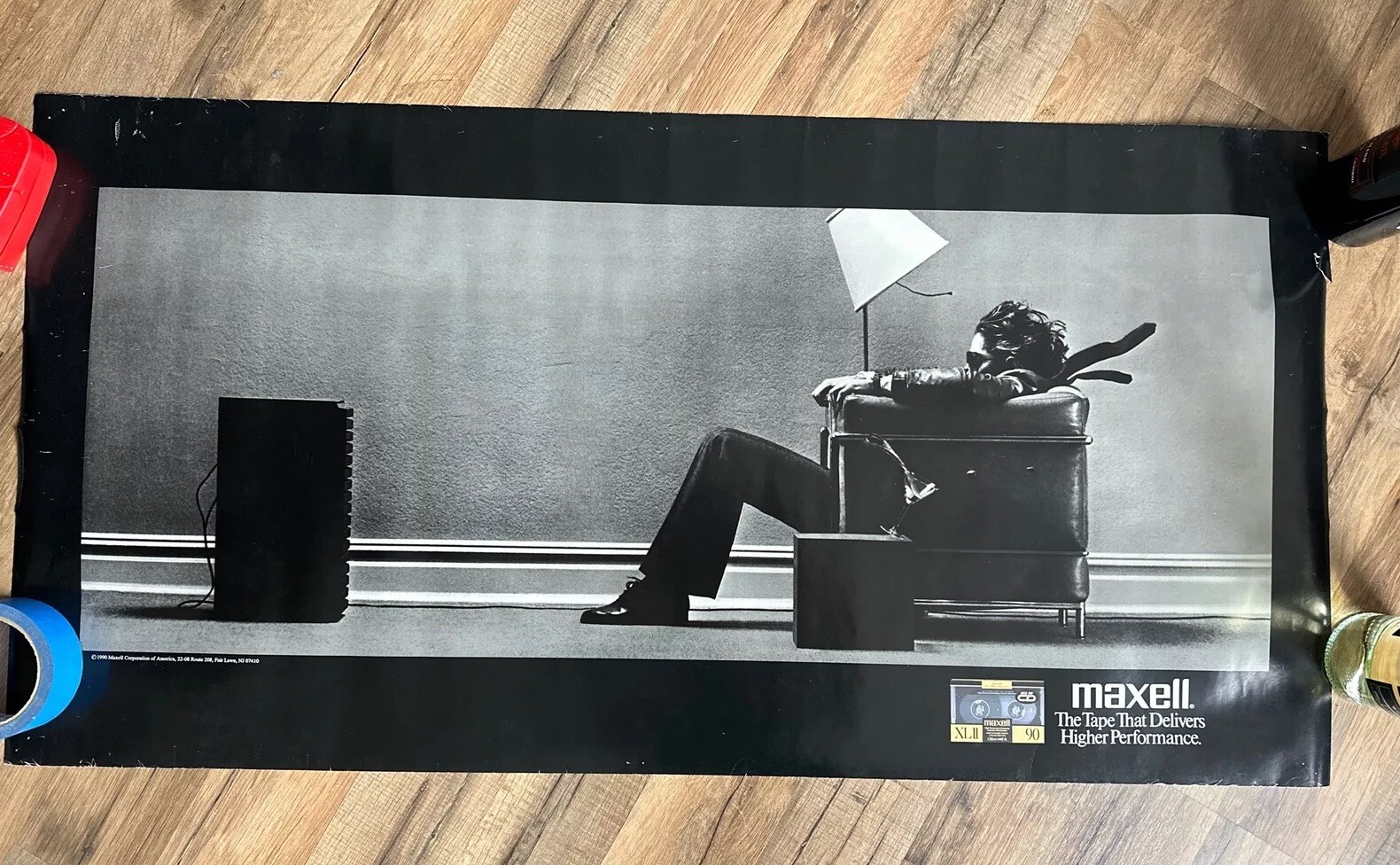 VTG RARE © 1990 Maxell Original Poster Blown Away Guy, The Tape That Del. Higher