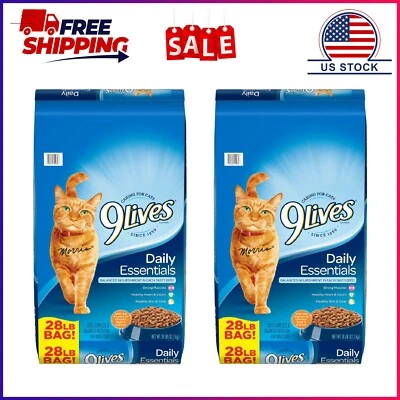 2 Pack, 9Lives Daily Essentials Dry Cat Food, 28 lb. Bag