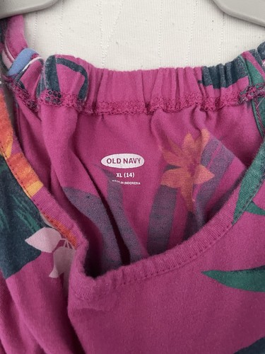 Girls Old Navy Pink Tropical Floral Romper XL 14 - Picture 3 of 3