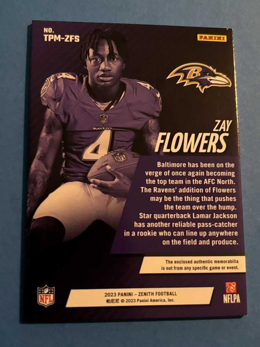 2023 Panini Zenith - Zay Flowers - Turning Pro Patch #TPM-ZFS