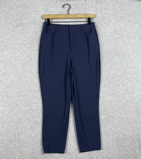 Halara Mid Rise Crop Work Pants Navy Blue Womens Size S Pockets Minimalist
