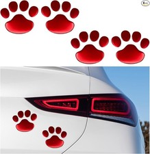 4 PCS Bling Dog Paw Car Decal, Crystal Rhinestone Dog Paw Print Sti Color: Red