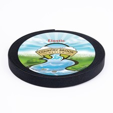 Country Brook Design  1 Inch Black Elastic Polyester Webbing, 12 Yards