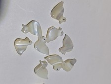 NOS LOT 10 DUCK BIRD FETISH BEADS MOTHER OF PEARL JEWELRY SUPPLY 11 MM X 10 MM