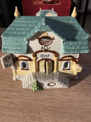 Hutschenreuther Porzellan Lichterhaus Postamt beleuchtet Weihnachten, mehrfarbig