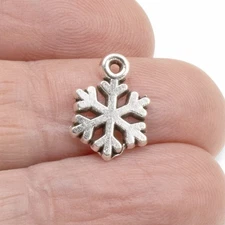 Mini Silver Snowflake Christmas Charms: 50-Pack Tiny Winter Holiday Pendants