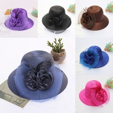 Floral Women's Sun-Hat Tea Party Kentucky Church Navy Blue Beach Summer Hats
