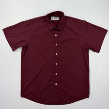Dixxon Shirt Maroon Bamboo Blend Performance Short Sleeve Button Up Mens XL
