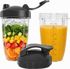 2x 32oz Replacement Cups for NutriBullet 600W/900W, Flip-Top Lids & Gaskets