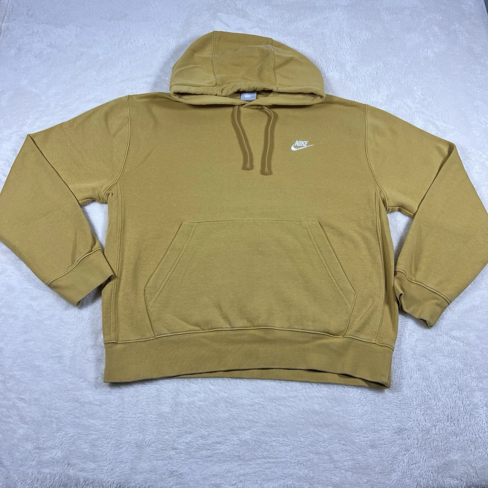 Nike Sportswear Club Fleece Hoodie Men's Medium Yellow (MUSTARRD) Lightweight