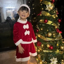 Kid's Christmas Santa Claus Costume Set for Girls Red