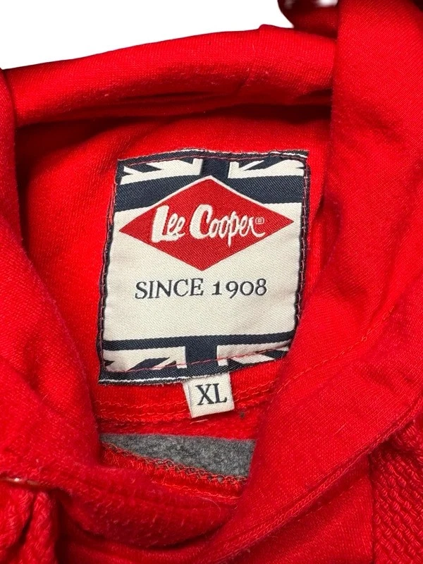 Lee Cooper Rojo Sudadera con Capucha XL Pullover Sudadera Jersey Ropa de Calle Informal Y2K