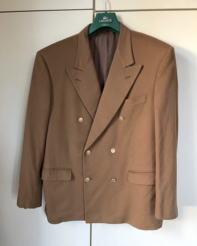 Balenciaga, Blazer cachemire Balenciaga camel croisé taille 50 4 boutons dorés 2 fentes AR