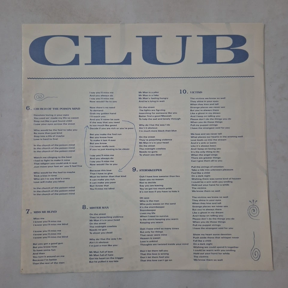 CULTURE CLUB - 'Colour By Numbers' 12" Vinyl LP Record W/POSTER 1983 VIRGIN - Image 4 of 4