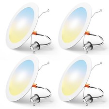 6 Inch White LED Recessed Lighting Retrofit Kits 4 Pack 5CCT LED Lighting