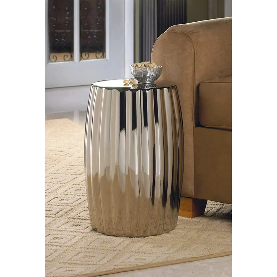 Silver Decorative Stool Accent Side Table Home Living Room Furniture New - Image 2 of 3