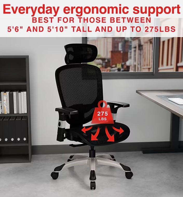 NEW with FREE SHIPPING - Staples Hyken Ergonomic Mesh Task Chair - Black !!!