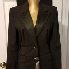 DOLCE & GABBANA D&G BLACK W SATIN TUXEDO JACKET BLAZER DRESS PANTS SUIT 40 NWT