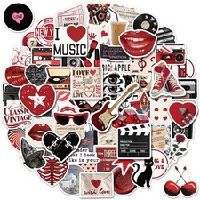 HomSeon 200PCS Downtown Girl Aesthetic Trendy Stickers Pack Red and Black D...