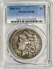 PCGS VF20 1891-CC Morgan Silver Dollar (Carson City Mint)