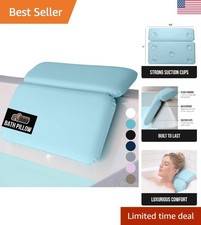 Luxury Spa Bath Pillow - Waterproof Headrest with Suction Cups, 2 Panel Blue