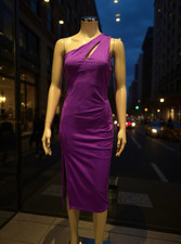 Beautiful one-shoulder dress in a stunning shade of purple,