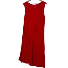 Soft Surroundings Ribbed Maxi Dress Womens Lg Red Coastal Asymmetric Bohemian