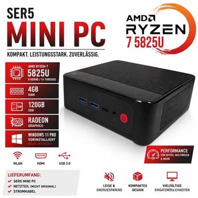   SER5 Mini PC AMD Ryzen 7 5825U Radeon Graphics 4GB RAM 120GB SSD   #A4