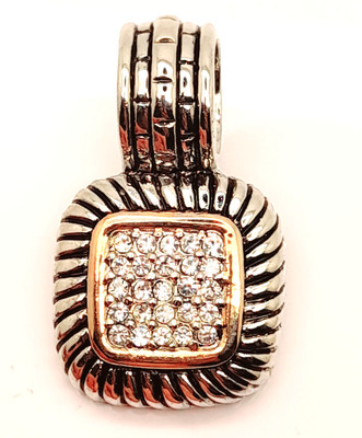 Beautiful designer style 2-tone Gold &Silver with clear rhinestone only Pendant
