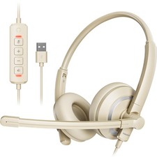 USB Headset with Microphone for PC/Laptop On-Ear Headphones Noise Canceling