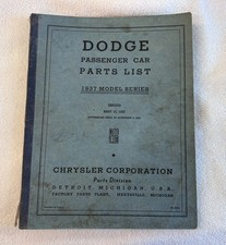 1937 Dodge Passenger Car Parts List Catalog Literature D5 D5x