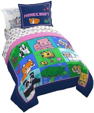 Minecraft Animal Patch 5 Piece Twin Bed Set - Includes Comforter  Sheet Set ...